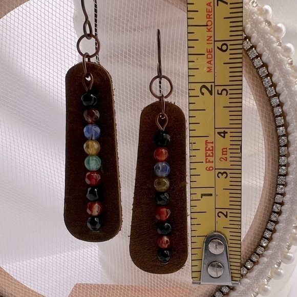 BEADED Leather Earrings - Picture 8 of 13